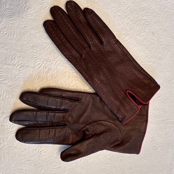 Echo Brown Leather wms Gloves size Med - Picture 3 of 4